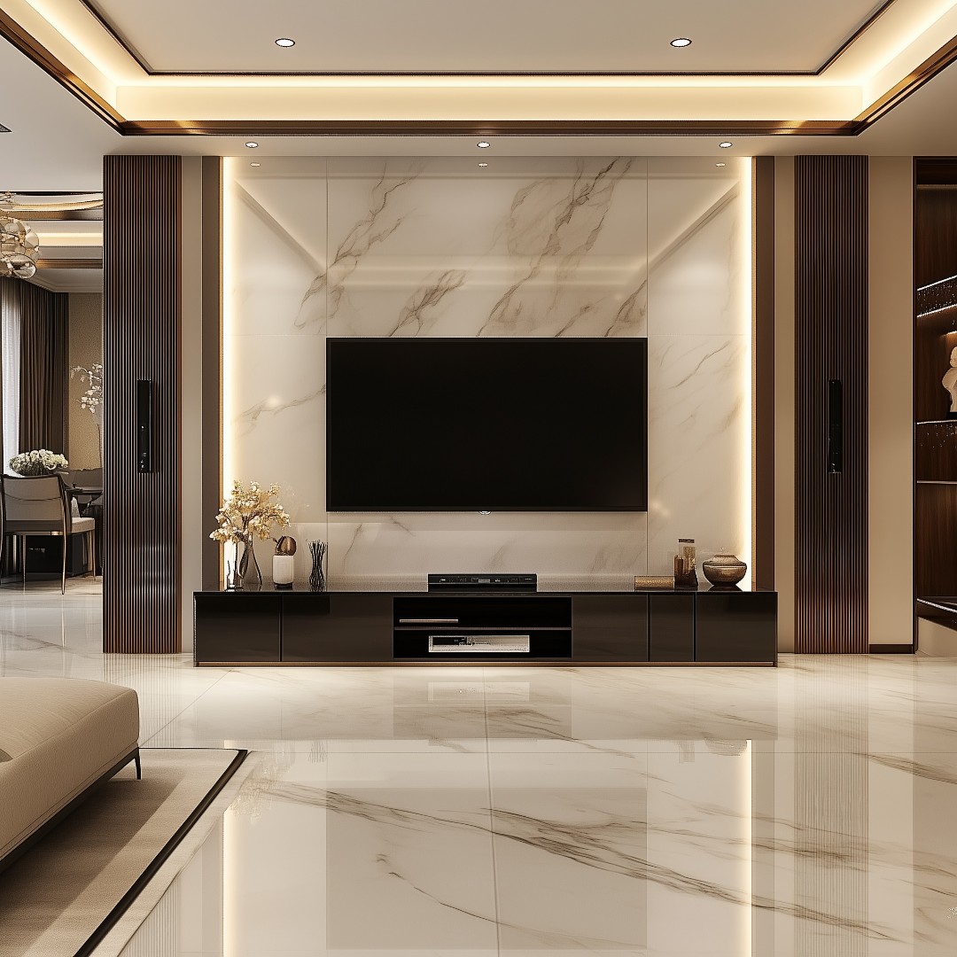 Easy Ideas of TV Wall Design in a Sleek and Modern Living Room